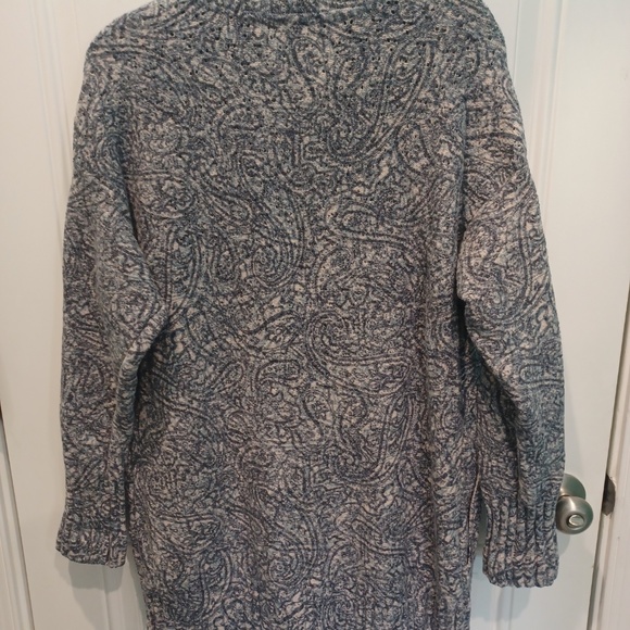STUNNING PURE JILL DUSTY BLUE SNAP-FRONT LONG CARDIGAN! - Picture 2 of 5